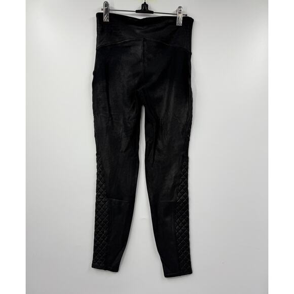 Spanx Leggings Womens Medium Quilted Faux Leather Shiny Pull on Moto Pants - Picture 6 of 9